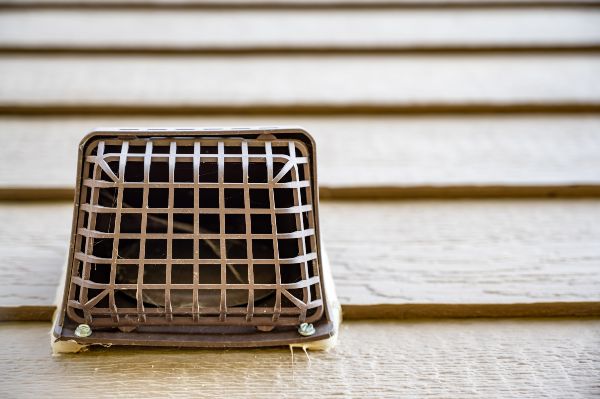 Attic vent screen from outside of house